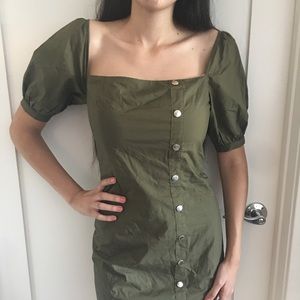 Lovers + Friends Army Green Button Dress